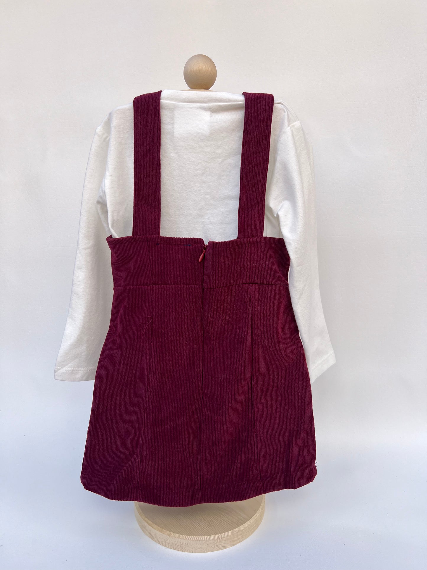 Avery Burgundy Dress with White Long-Sleeved Top