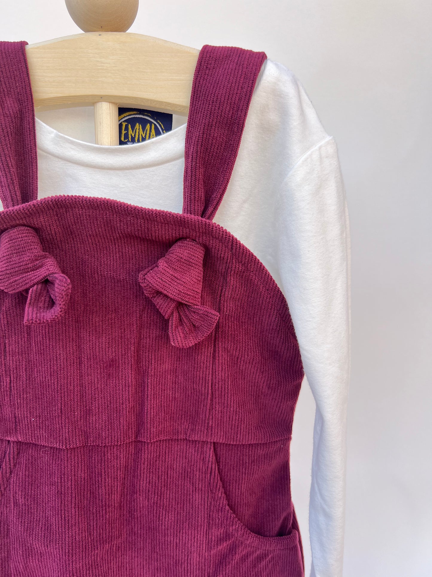 Avery Burgundy Dress with White Long-Sleeved Top