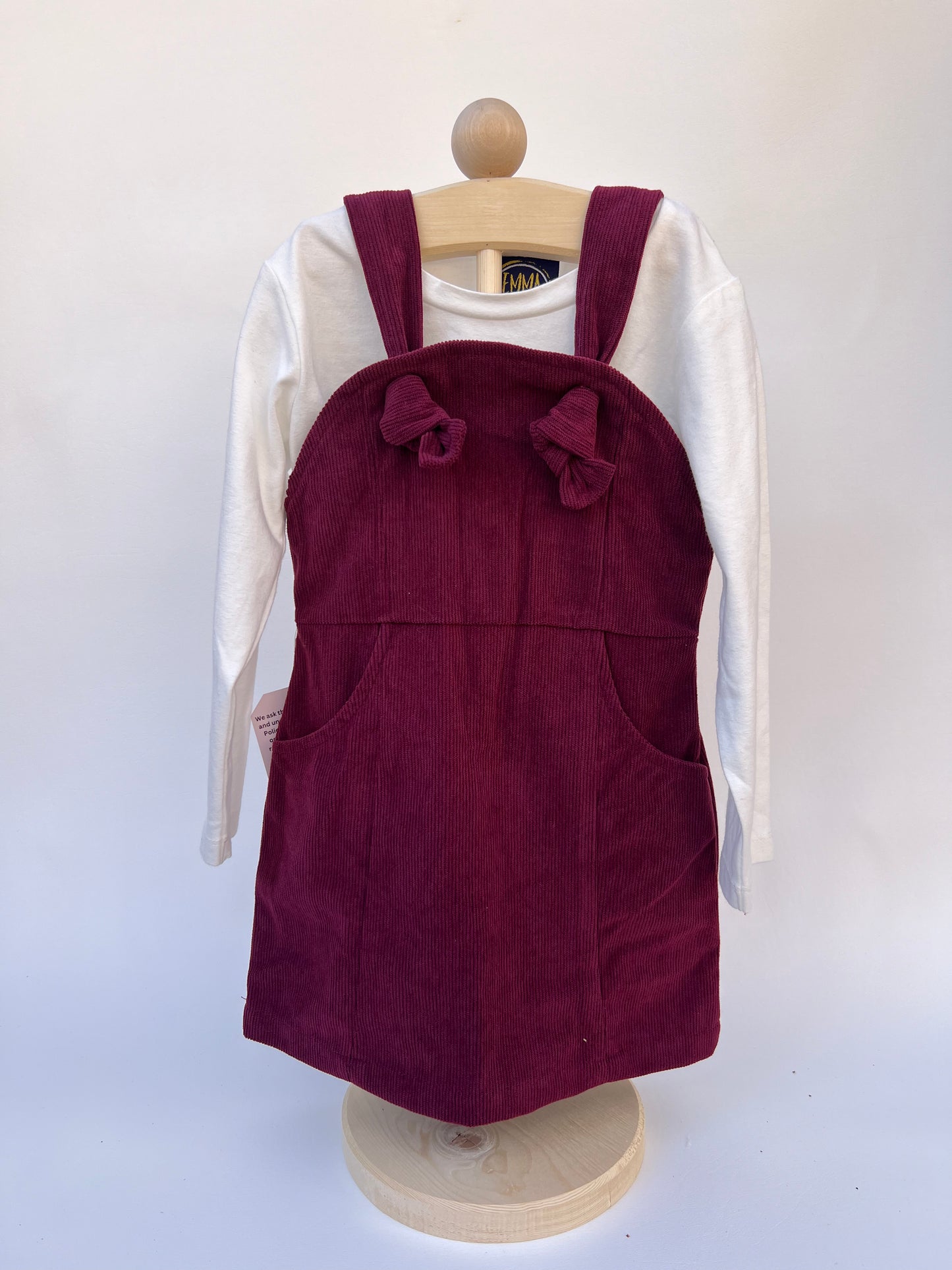 Avery Burgundy Dress with White Long-Sleeved Top