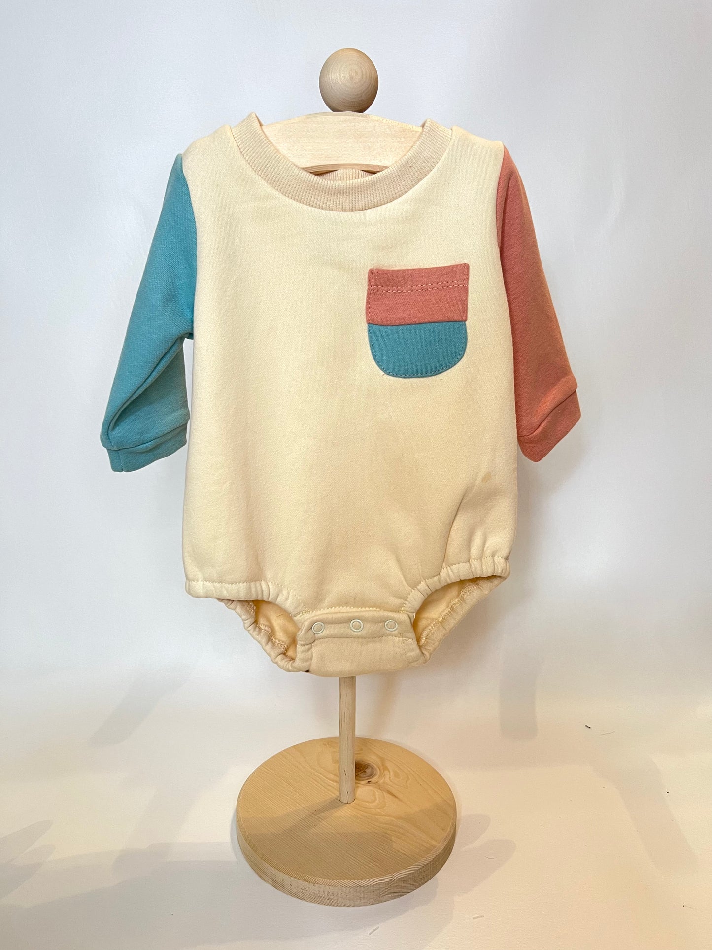 Colorblock Sweatshirt Bubble, Cream