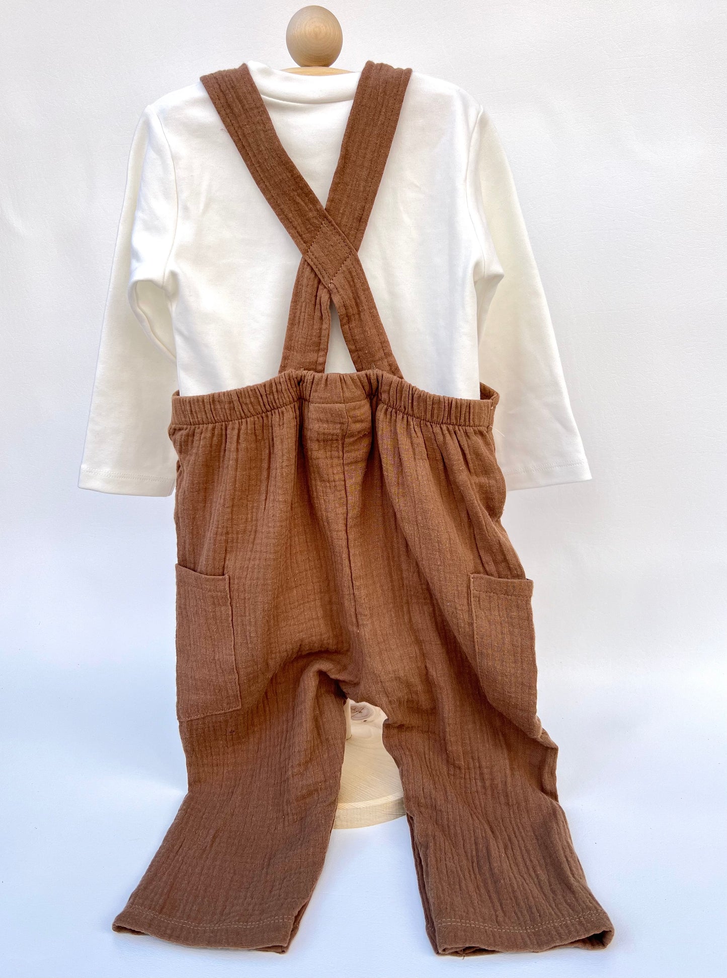 Levi Brown Overalls with White Undershirt