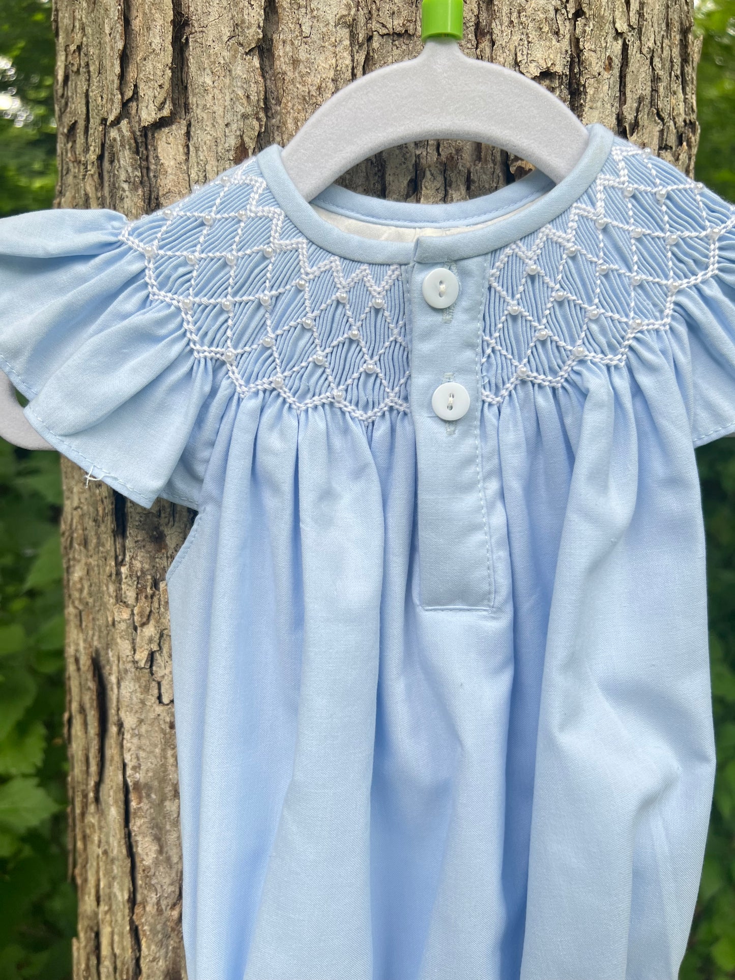 Catherine Pearl Smocked Blue Bubble