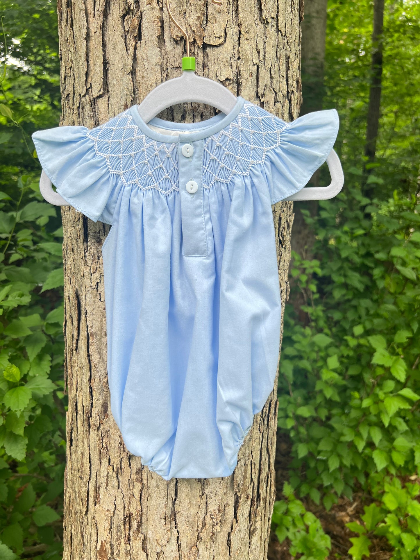 Catherine Pearl Smocked Blue Bubble