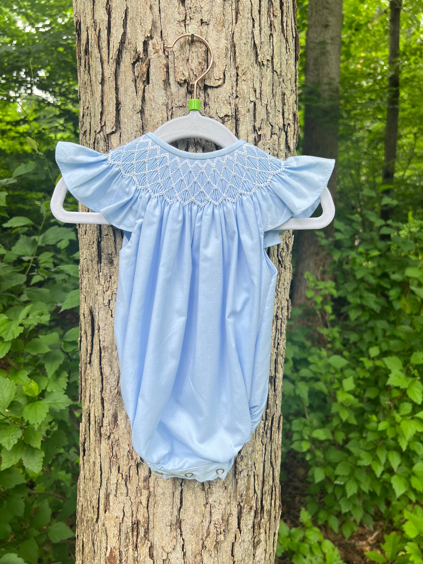 Catherine Pearl Smocked Blue Bubble