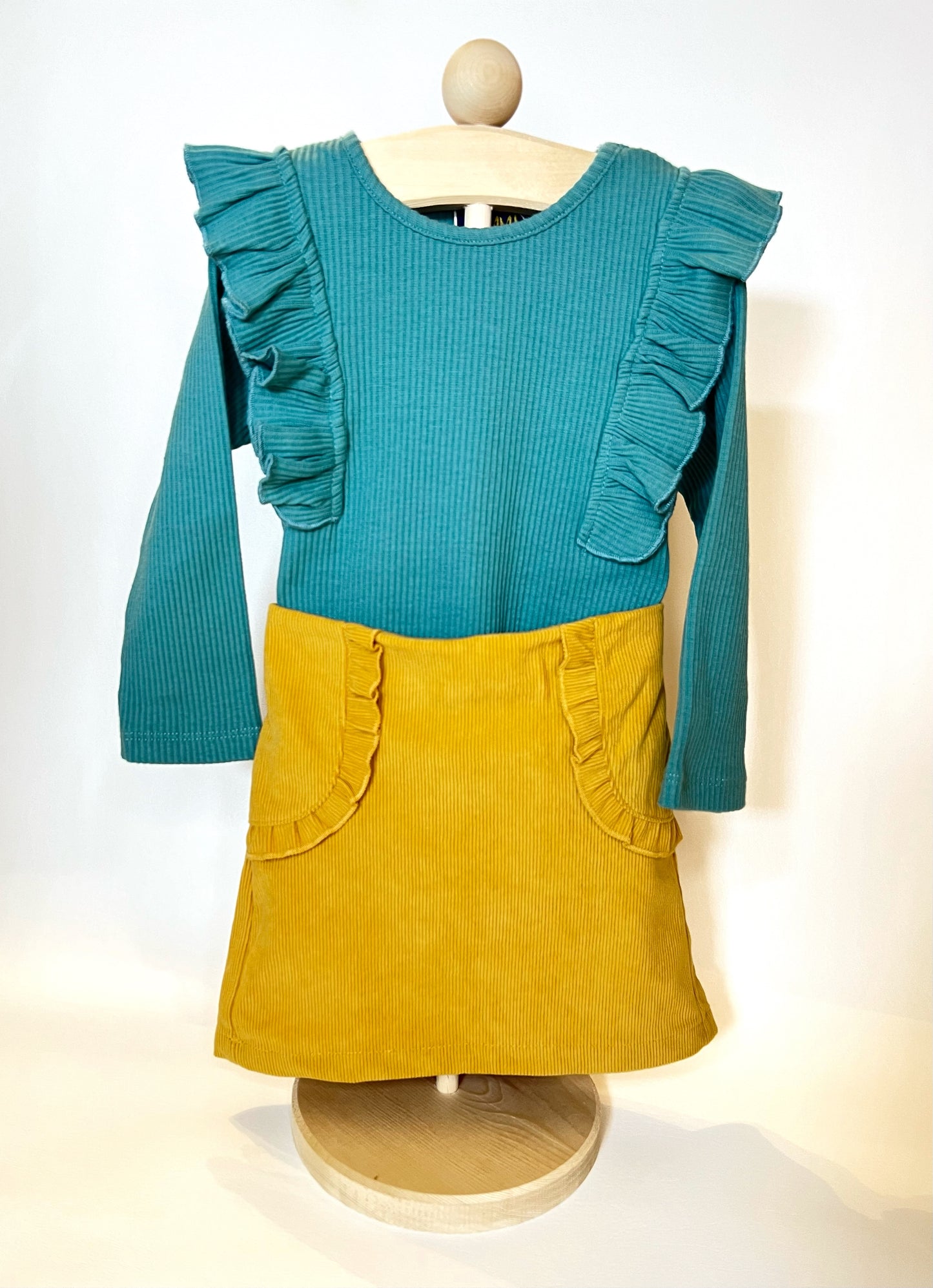 Quinn Teal & Mustard Skirt Set