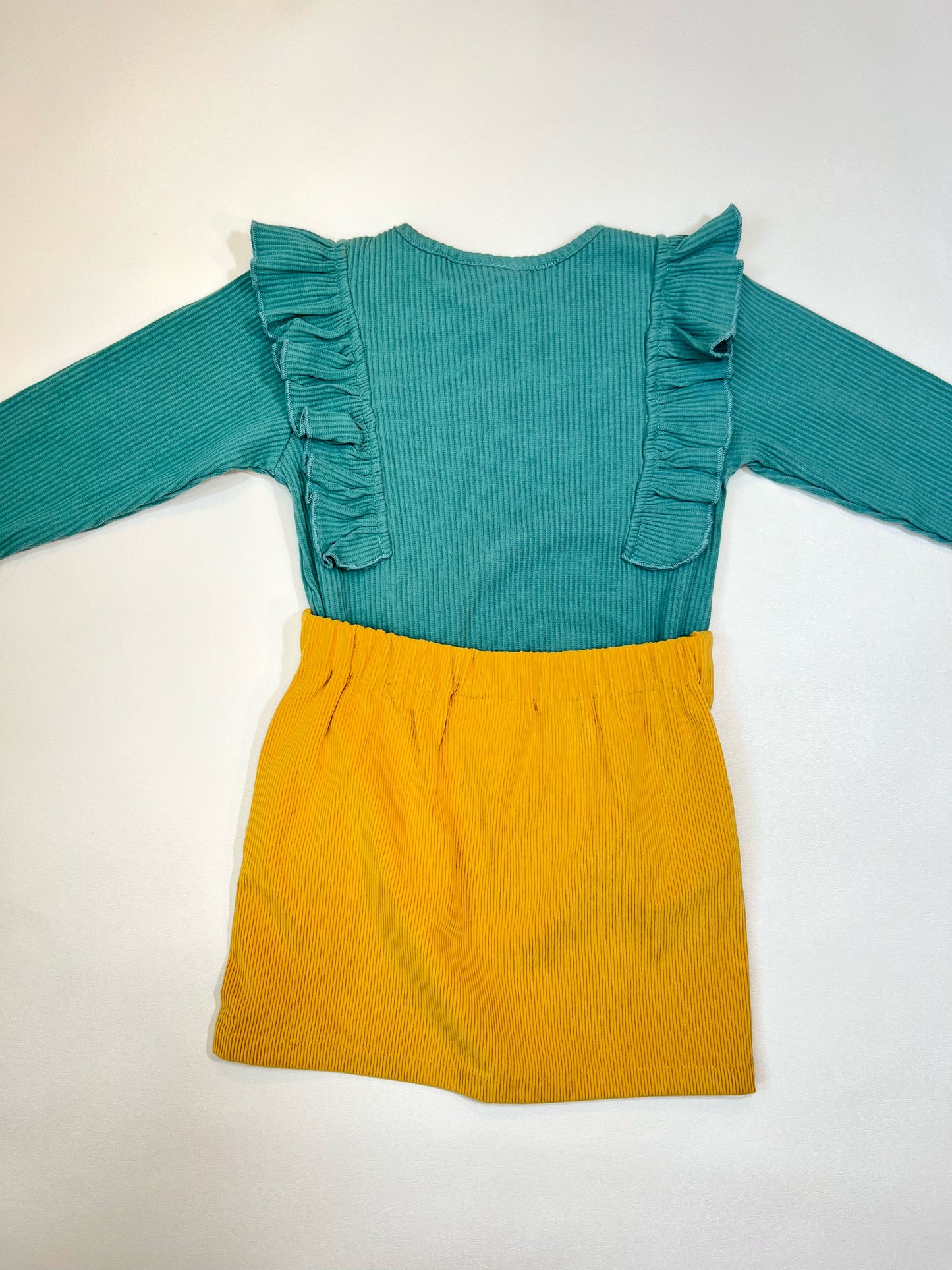 Quinn Teal & Mustard Skirt Set