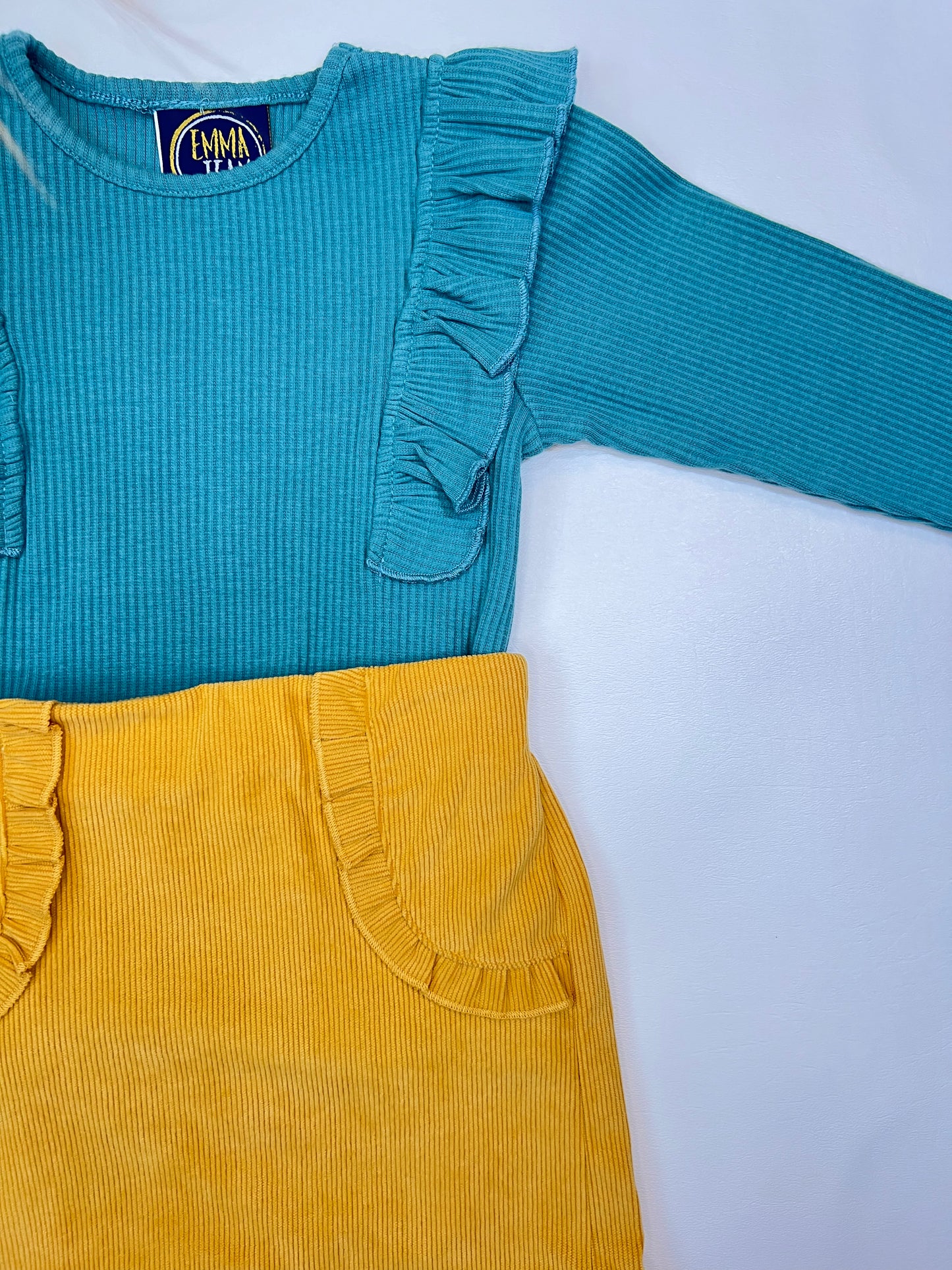 Quinn Teal & Mustard Skirt Set