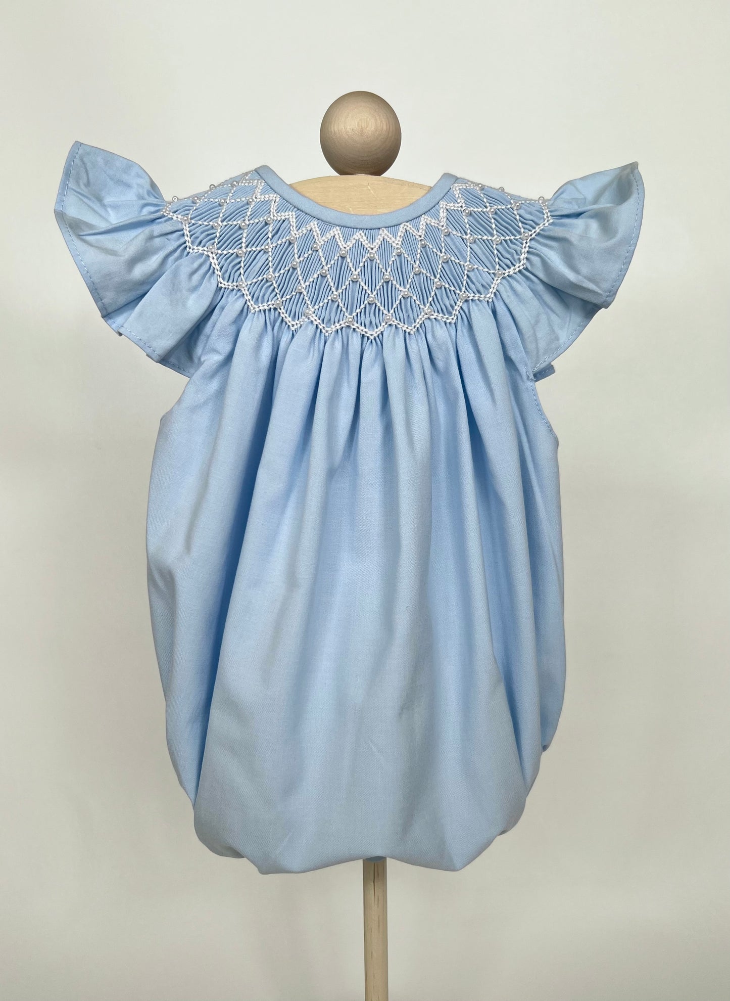 Catherine Pearl Smocked Blue Bubble