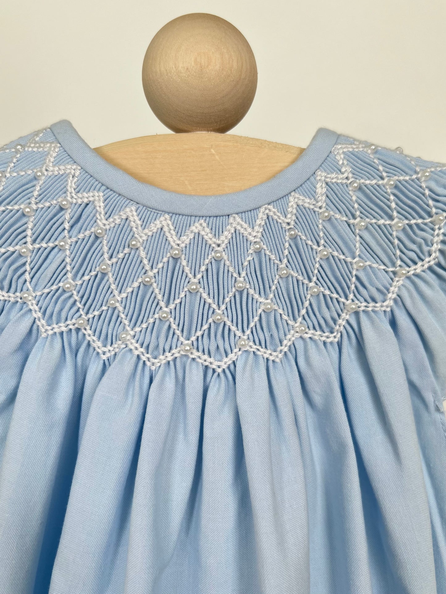 Catherine Pearl Smocked Blue Bubble