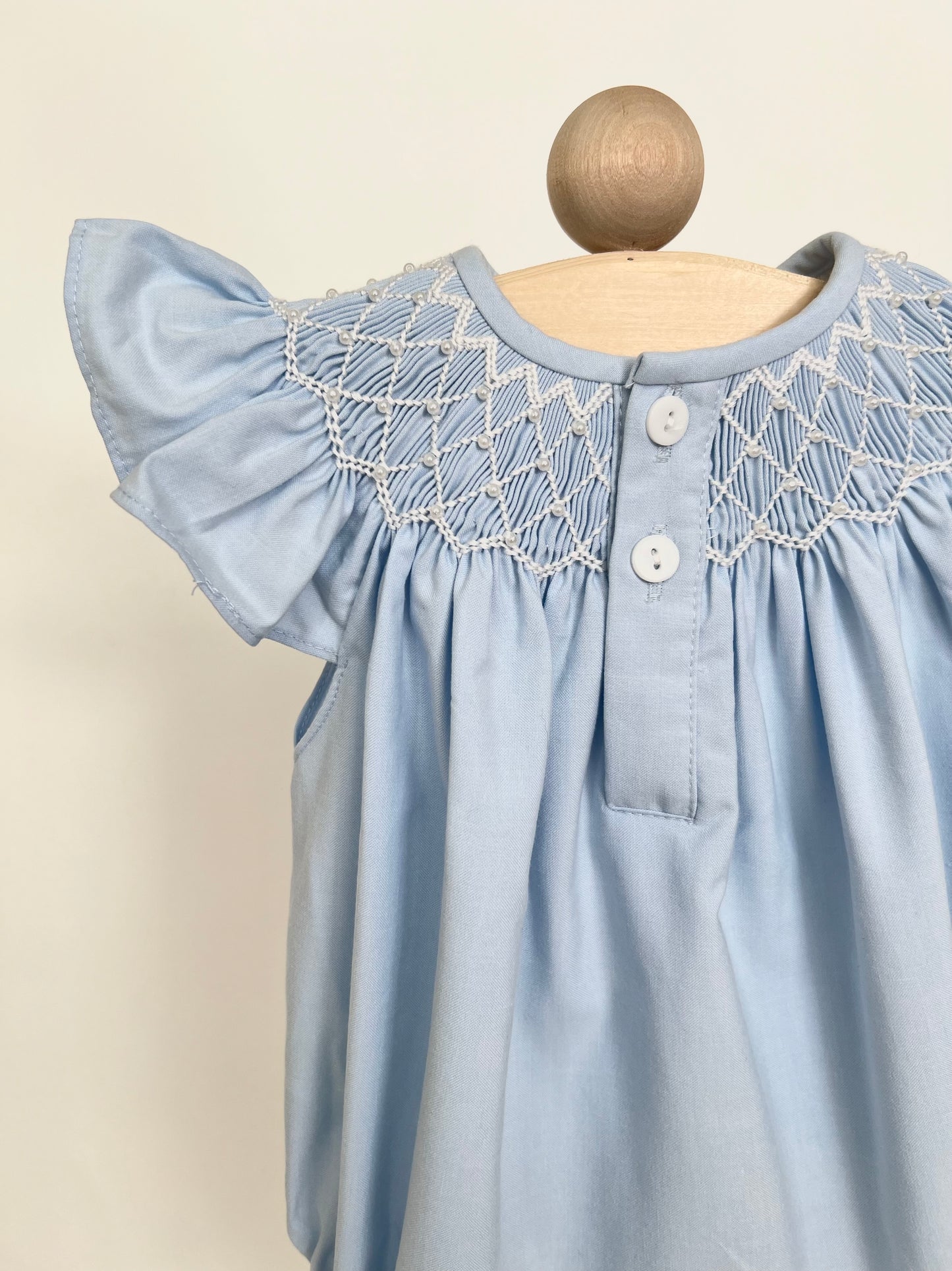 Catherine Pearl Smocked Blue Bubble