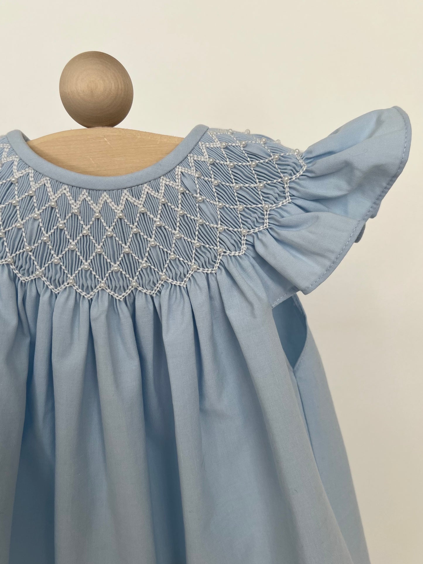 Catherine Pearl Smocked Blue Dress