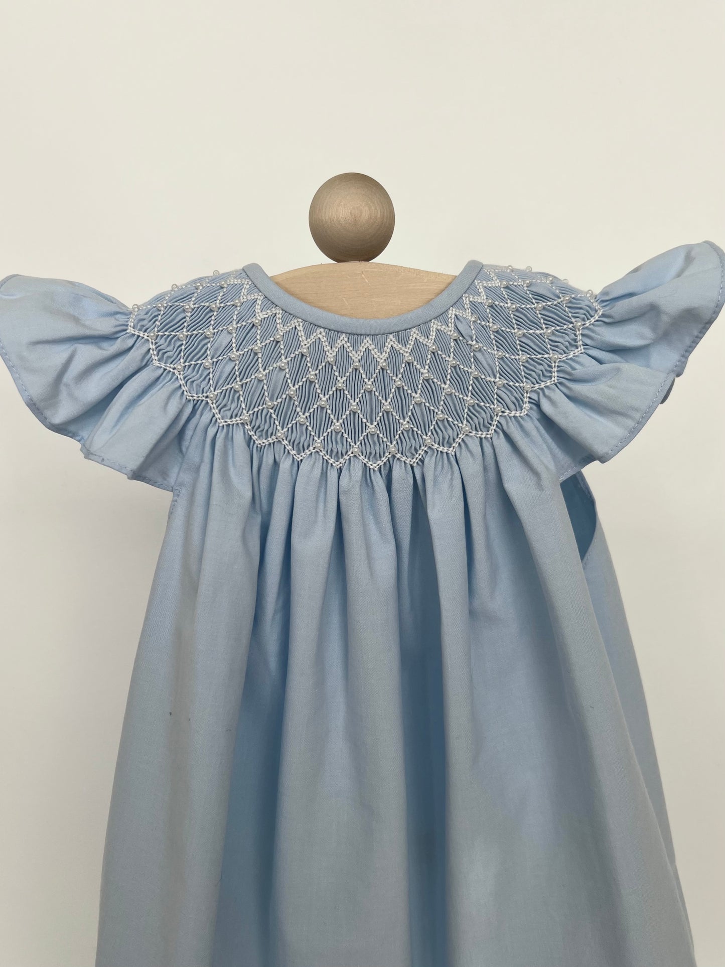 Catherine Pearl Smocked Blue Dress