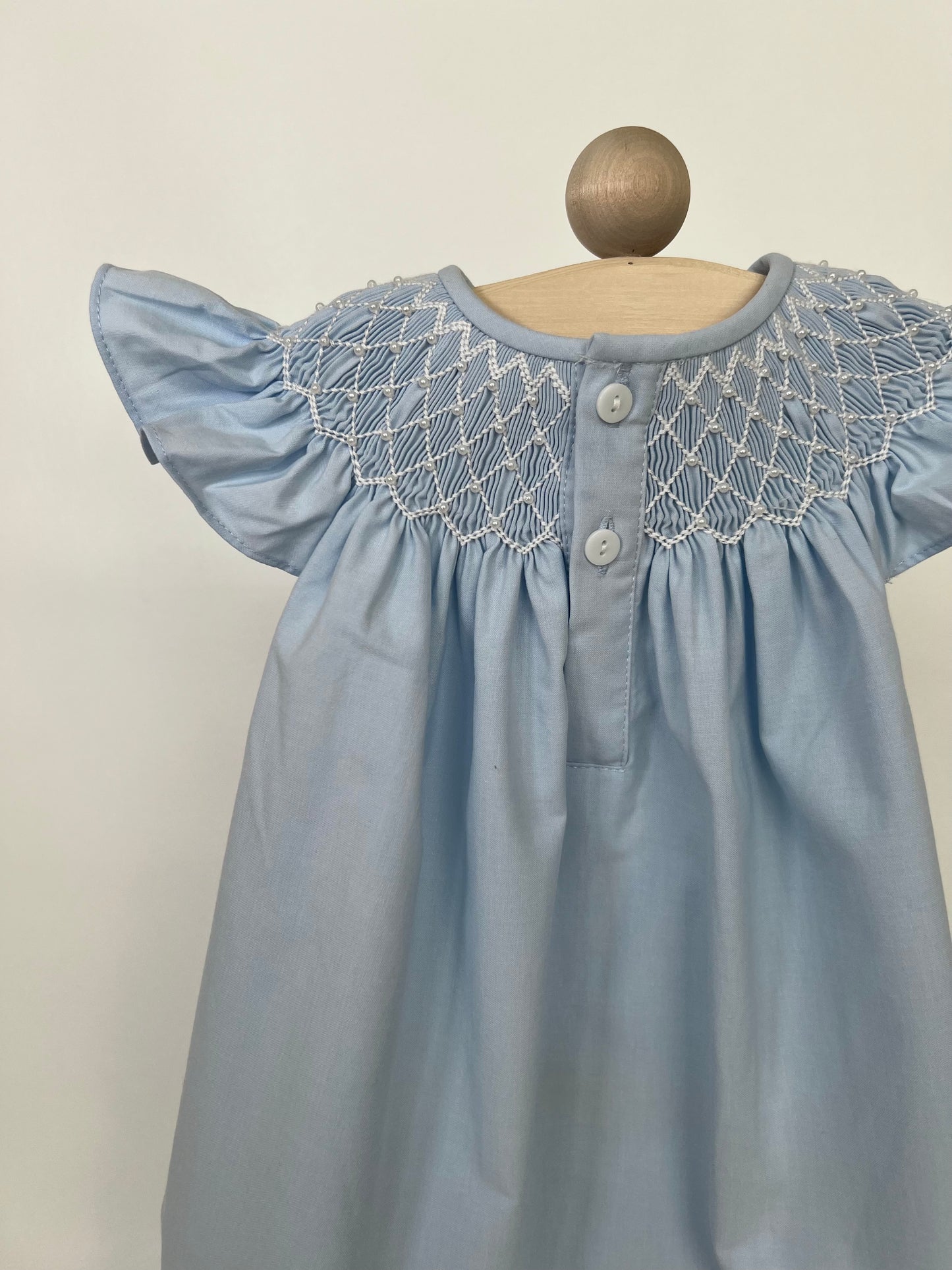 Catherine Pearl Smocked Blue Dress