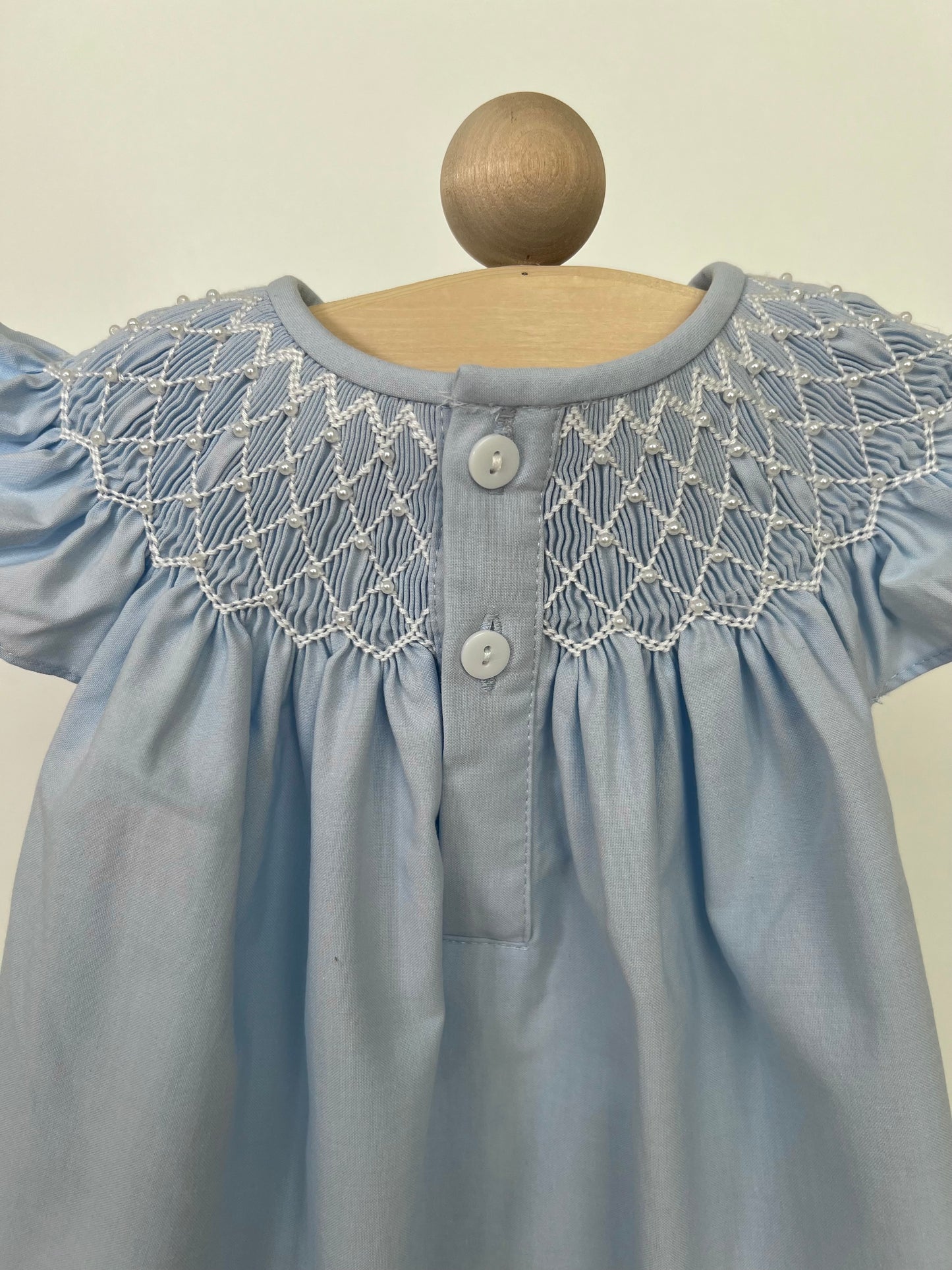 Catherine Pearl Smocked Blue Dress