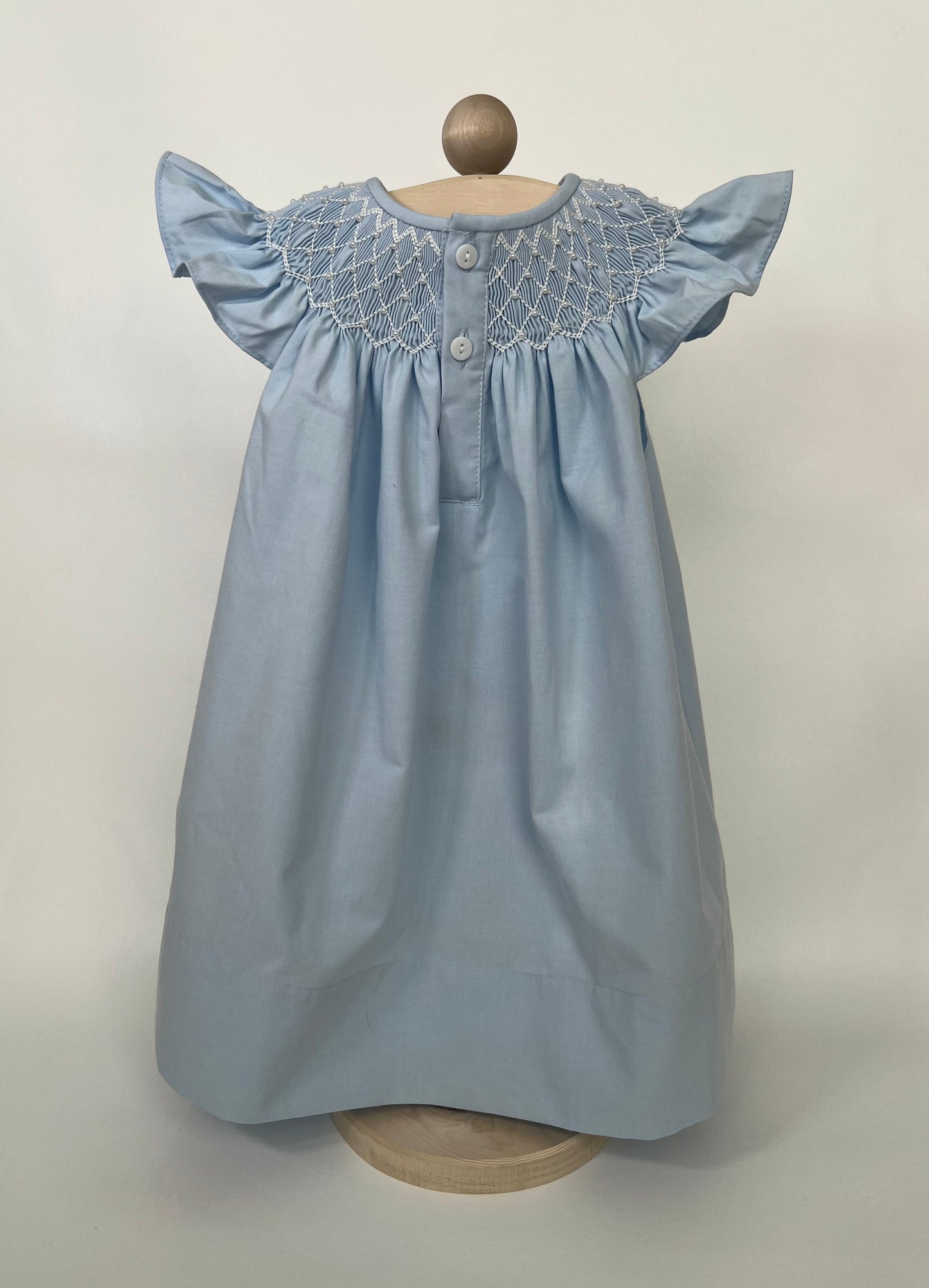 Catherine Pearl Smocked Blue Dress