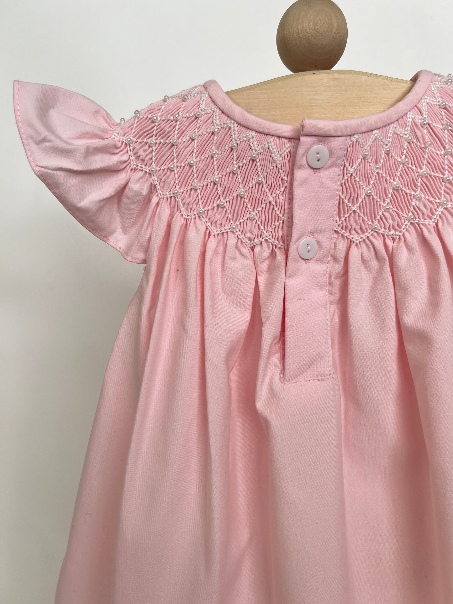 Catherine Pearl Smocked Pink Dress