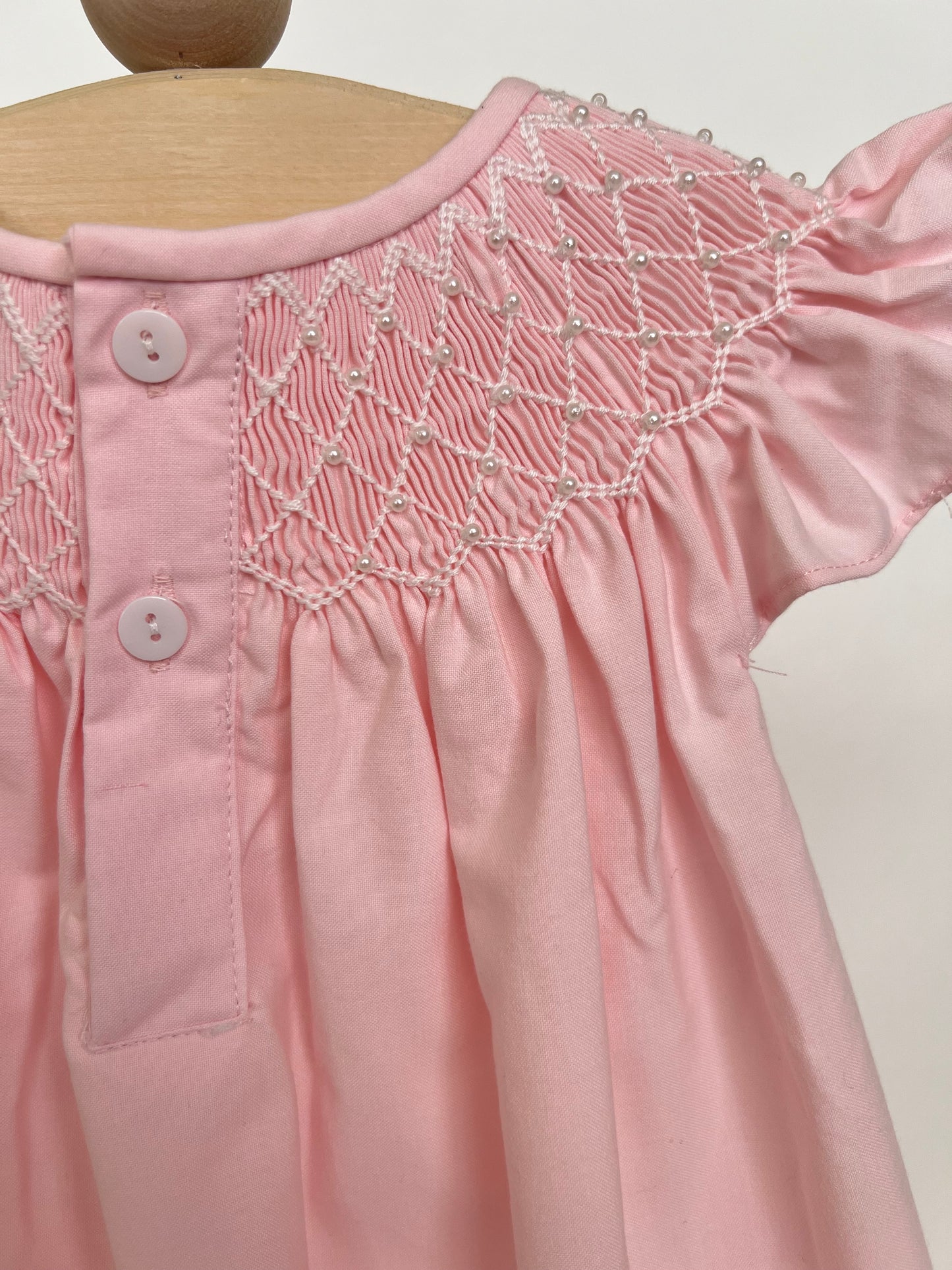 Catherine Pearl Smocked Pink Dress