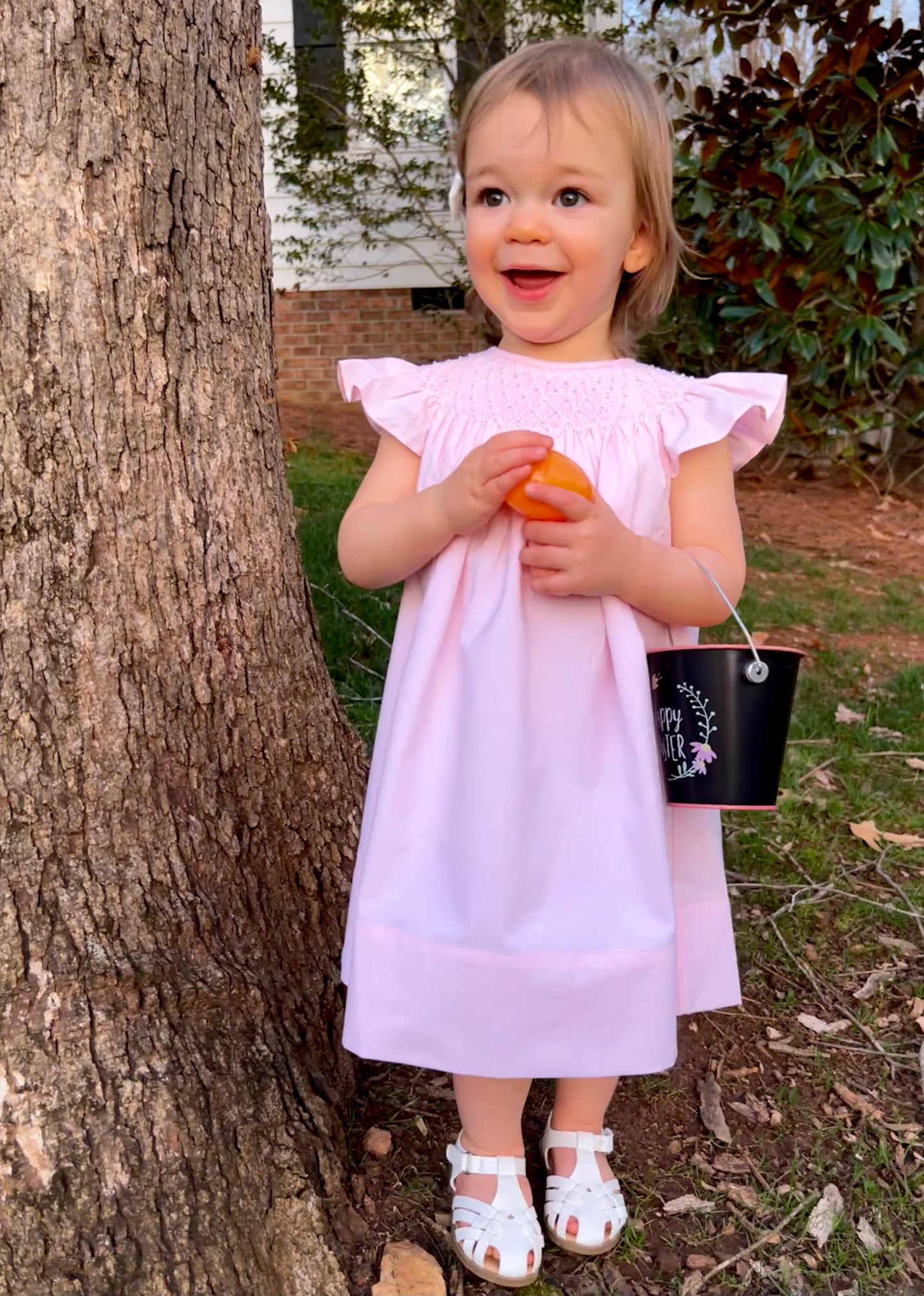 Catherine Pearl Smocked Pink Dress