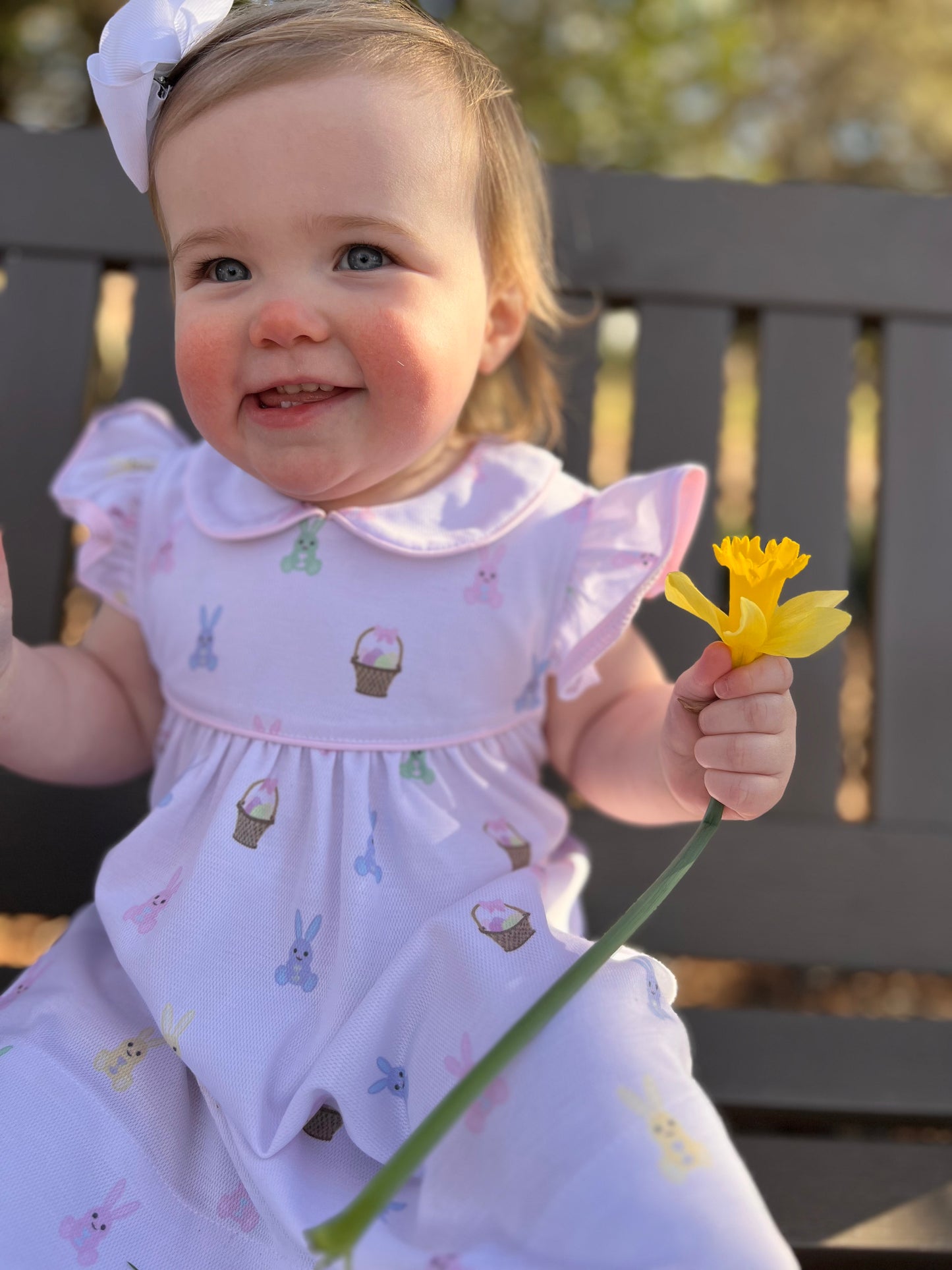 Pastel Bunny & Basket Easter Dress