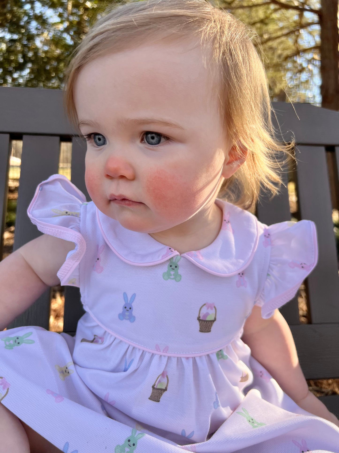 Pastel Bunny & Basket Easter Dress